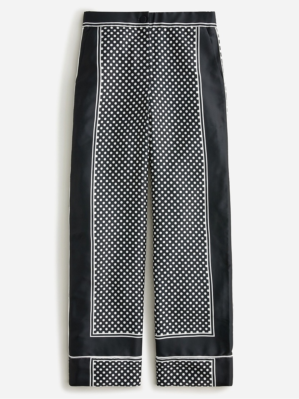 J. Crew Black and White Polka Dot Panel Straight-Leg Pants